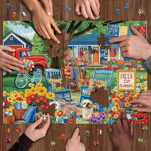 Miniatura 6 de Rompecabezas de jardín de flores para adultos, 1000 piezas, rompecabezas de flores naturales, rompecabezas de perro y gato, rompecabezas de plantas