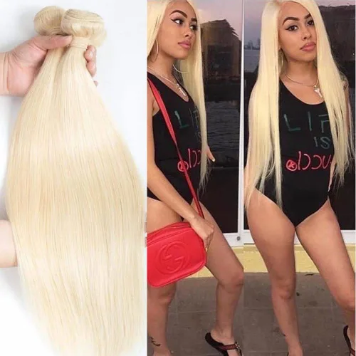 Miniatura 4 de Cabello de 34 a 36 pulgadas de largo, sedoso 613, extensiones de cabello lacio grado 10A, 100% cabello humano virgen sin procesar, tramas de cabello