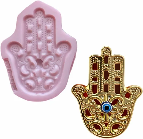 Hamsa Hand of Fatima - Molde de silicona mediano, diwali, indio, (mediciones segunda imagen/sin devoluciones) Oh! Sweet Art