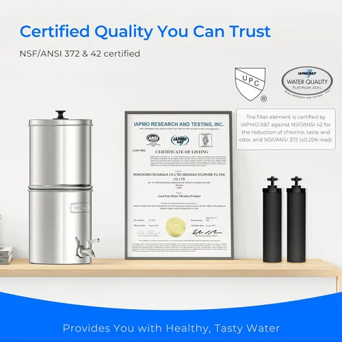 Miniatura 5 de Waterdrop TK-AB Sistema de filtro de agua por gravedad, estándar NSF/ANSI 42 y 372, reduce el cloro, sistema de acero inoxidable con filtración
