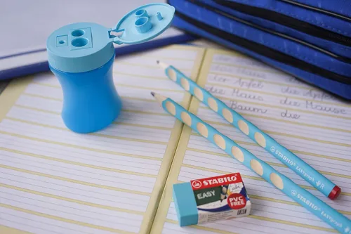 Miniatura 3 de STABILO Set escolar diestro en lápiz EASYgraph azul + EASYsharpener + EASYeraser
