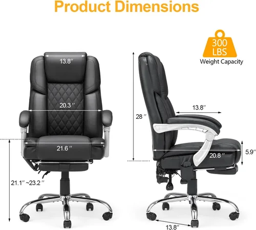 Miniatura 3 de HOMREST Silla de Oficina de Masaje de 6 Puntos con Soporte Lumbar, Silla de Oficina Ejecutiva Calefaccionada con Respaldo Reclinable, Silla de negro