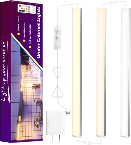 maylit Luces Debajo Del Gabinete Enchufables, 3 Piezas De 12 Pulgadas De Iluminación Multicolor Debajo Del Gabinete, Luces Brillantes Debajo Del