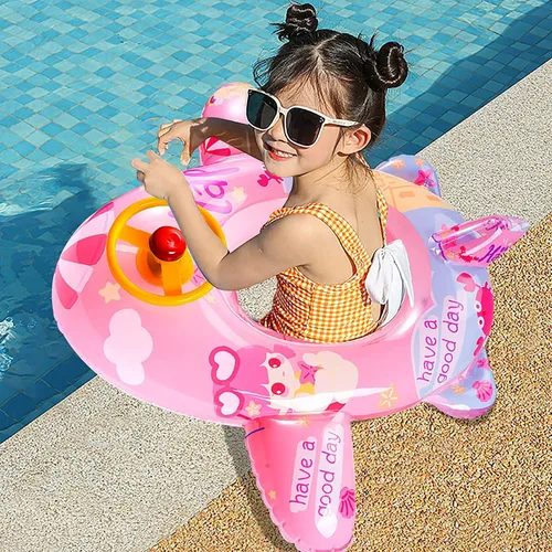 Miniatura 4 de Lindo flotador inflable de piscina para niños, flotador de verano de PVC, cama de aire, lago, barco, flotadores de natación con 2 asas, balsa