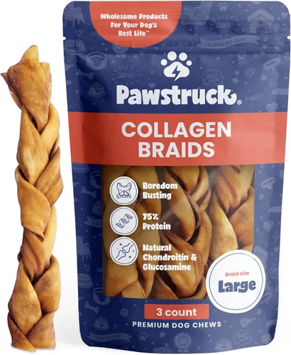 Miniatura 10 de Pawstruck Trenzas Naturales de Colágeno de Res de 5-7" para Perros – Alternativa Duradera a Cuero Crudo y Bully Stick, con Condroitina y Glucosamina