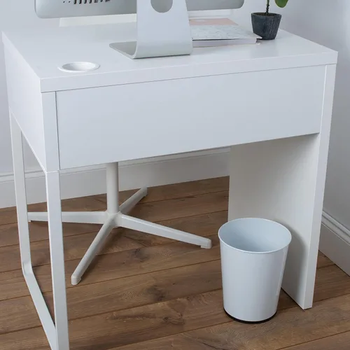 Miniatura 3 de Bath Bliss Cubo de basura pequeño de 5 litros Paquete de 2 Parte superior abierta redonda Bote de basura Baño Dormitorio Cocina Blanco