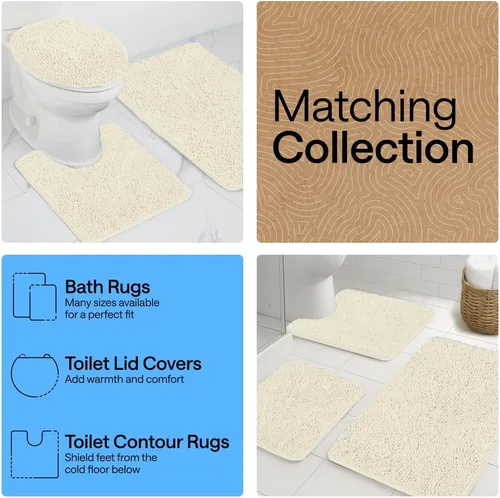 Miniatura 131 de Gorilla Grip - Tapete de baño de felpilla gruesa, suave y absorbente, secado rápido, de microfibra, con reverso de caucho, para piso de ducha, Nube