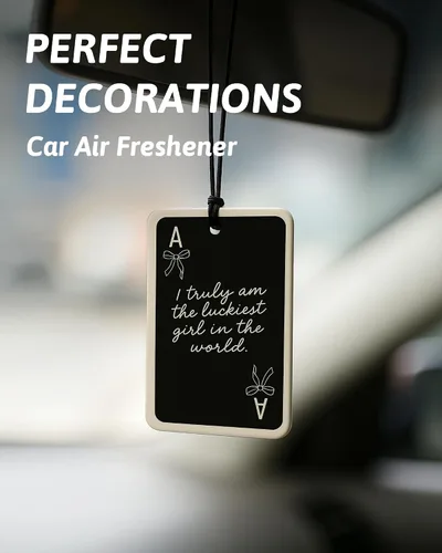 Miniatura 3 de Ambientador de Coche Coqueta Negra Femenino 4 Piezas, Lazo Retro Oscuro Cereza As Guepardo Ambientador Colgante para Autos Armario Cajón Libros