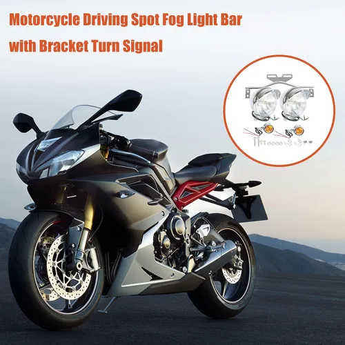 Miniatura 6 de labwork Barra de luz antiniebla direccional para motocicleta con soporte y señal de giro Cromo