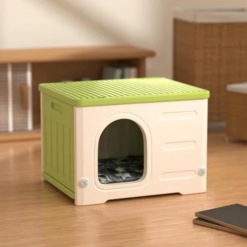 Miniatura 7 de Casa de gatos de plástico para uso en interiores y exteriores, refugio para gatos salvajes apilable para interiores, casa de gatos resistente a