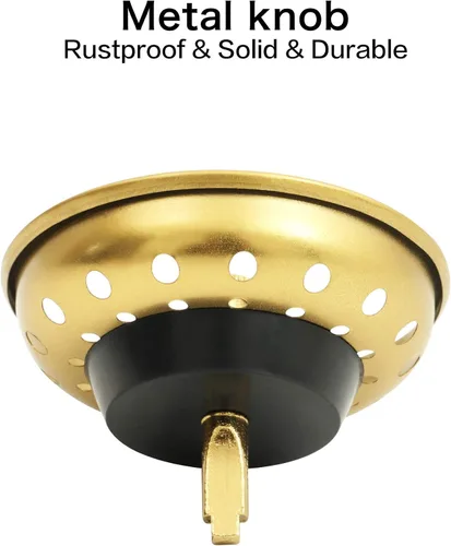 Miniatura 3 de Tapón de colador dorado para fregadero,Tapón de fregadero de acero inoxidable,Tapón de cesta de repuesto para fregadero de cocina dorado Oro