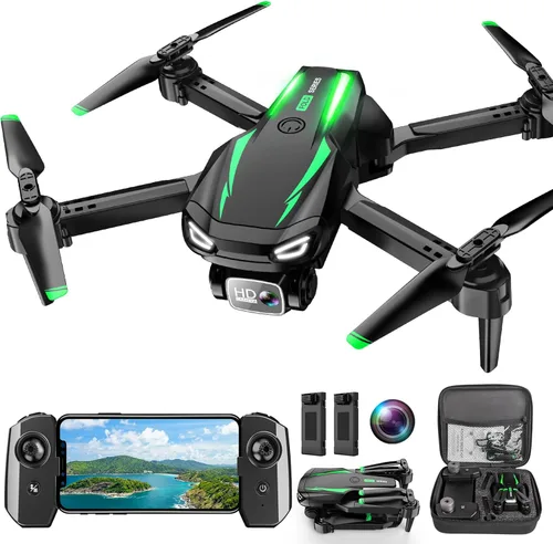 Miniatura 7 de Drone con cámara 1080P, cuadricóptero plegable de control remoto para adultos principiantes, mini dron con vuelo estable, vuelo de punto de ruta