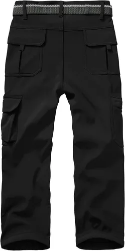 Miniatura 2 de linlon Pantalones cargo de senderismo para niños y jóvenes, impermeables, con forro polar suave y forro polar, pantalones de nieve aislados, Nieve