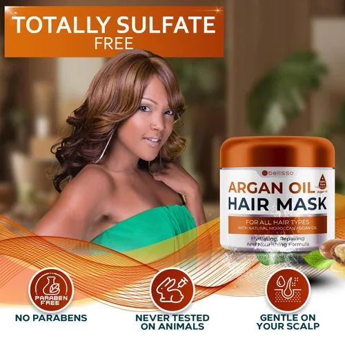 Miniatura 6 de Máscara de aceite de argán marroquí - Hidratante acondicionador profundo para cabello seco y extremadamente dañado - Tratamiento reparador