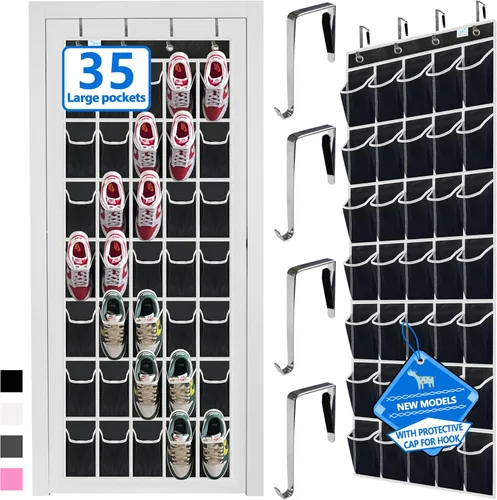 Organizador de zapatos sobre la puerta, 2025 mejorado, organizador de zapatos, 35 bolsillos enormes, organizador de zapatos sobre la puerta,