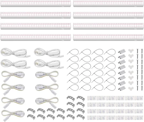 Miniatura 14 de Barrina Luces de crecimiento T5, lámpara de crecimiento de 1 pie para plantas de interior de espectro completo, bombillas LED de cobertura negra