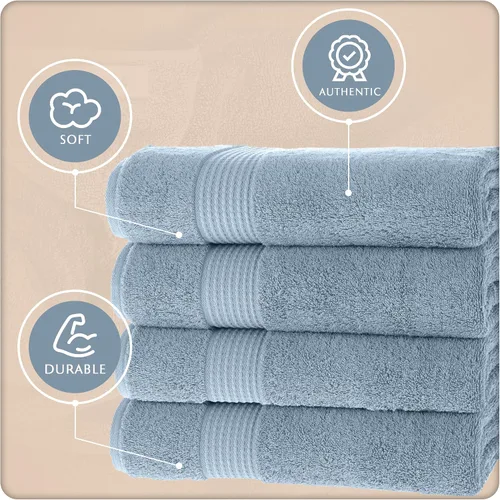Miniatura 3 de MAURA Basics - Toallas de baño de 100 % algodón turco con bucles de gancho. Juego de toallas de felpa absorbentes de lujo extra grandes para baño