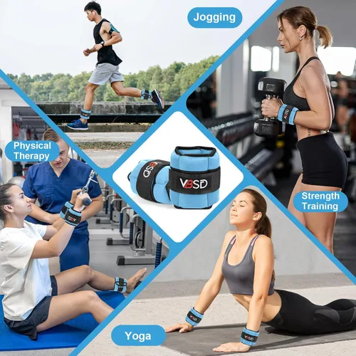 Miniatura 7 de VBSD Pesas de tobillo ajustables para hombres y mujeres, 2, 4, 6, 8, 10 libras, 1 par de correas de peso para piernas, juego de pesas de tobillo