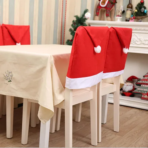 Miniatura 2 de traderplus 4 fundas para sillas de Navidad, decoración de sombrero de Papá Noel, vacaciones de Navidad