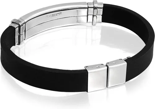 Miniatura 2 de Pulsera de goma de silicona ajustable impermeable para hombre, acero de 8,5 pulgadas, grabado personalizado