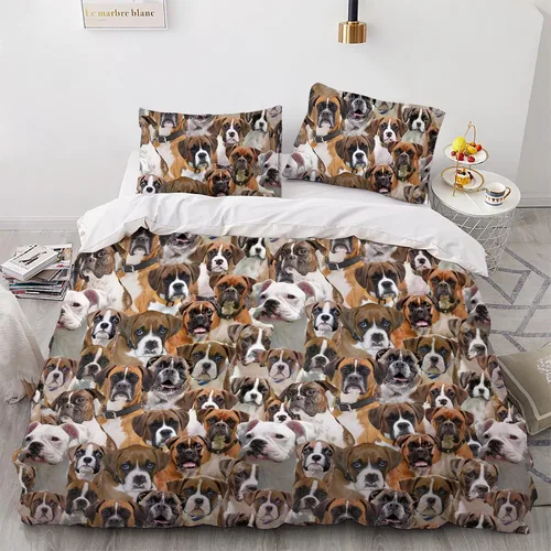 Miniatura 15 de Airedale Terrier - Juego de funda de edredón con estampado de cara de perro, juego de ropa de cama de 3 piezas, juego de funda de edredón suave