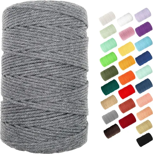 Miniatura 10 de Cuerda de algodón de 0.118 in, cuerda de 220 yardas, cuerda de macramé de algodón 100% natural para colgar plantas, colgar en la pared, decoración