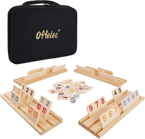 Miniatura 11 de Juego de Dominó de Madera Doble 6 de Offelec - 28 fichas de dominó negro para niños, adultos y juegos familiares Ideal para 2-4 jugadores 1