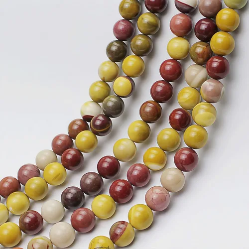 Miniatura 7 de MJDCB Cuentas de piedra natural Jaspe Moonkaite Huevo Huangshi Cuentas redondas sueltas para hacer joyas DIY Pulsera Collar (4mm)