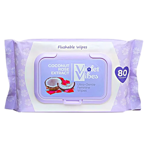 Miniatura 10 de Violet Vibes Toallitas desechables para mujer, color rosa de coco, 400 unidades, a base de plantas, suaves para pieles sensibles