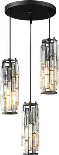 Miniatura 22 de LMQNINE Lámpara colgante de 4 luces doradas modernas, mini candelabros de cristal, lámpara colgante ajustable para cocina, isla, comedor, dormitorio