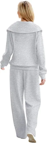 Miniatura 4 de XIEERDUO Conjuntos de descanso para mujer 2023 sudadera de gran tamaño con media cremallera y pantalón deportivo de pierna ancha de 2 piezas