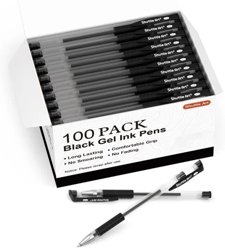 Miniatura 9 de Shuttle Art Bolígrafos de gel negros, paquete de 50 bolígrafos de tinta negra de punta fina a granel, bolígrafos de tinta de gel de 0.020 in