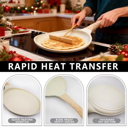 Miniatura 4 de Juego de sartenes antiadherentes para crepes, sartén para parrilla de panqueques de cocina, sartén plana con revestimiento de granito de 8 pulgadas