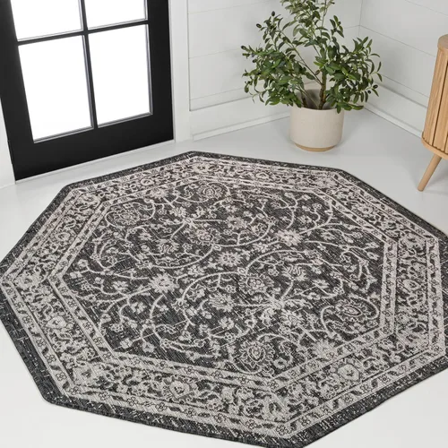 Miniatura 17 de JONATHAN Y Vine & Border - Alfombra de pasillo para interiores y exteriores, 2 x 8 pies, color negro/gris, tejido texturizado Palazzo para patio