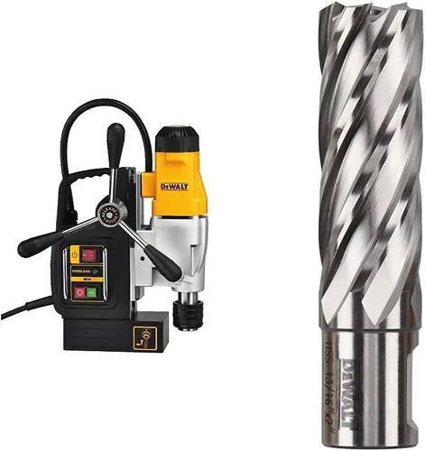 DEWALT - Prensa de taladro de 2 velocidades, magnética, 2 pulgadas con cortador anular HSS de 13/16 x 2 pulgadas (3/4 pulgadas) WELDON (DWE1622K y