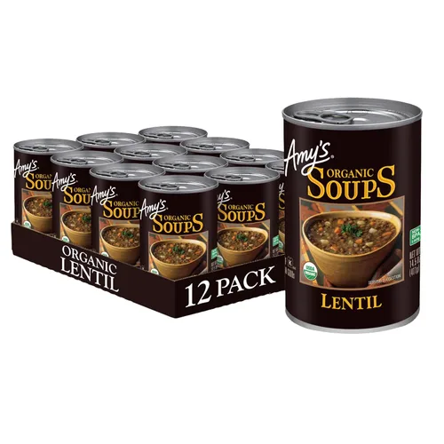 Miniatura 13 de Amy's Sopa, vegana, sin gluten, col orgánica, quinoa y lenteja roja, 14.4 onzas (paquete de 12)