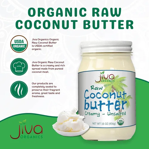 Miniatura 3 de Manteca de coco orgánica sin procesar, frasco de 16 onzas, de Jiva Organics