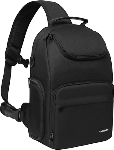 MOSISO Bolsa bandolera para cámara, funda para cámara DSLR/SLR/sin espejo, mochila cruzada para fotografía con soporte para trípode e inserciones