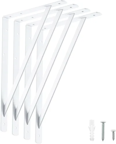 Miniatura 12 de HOME MASTER HARDWARE Soportes de estante resistentes de 12 x 8 pulgadas, capacidad de carga: 600 libras, paquete de 10 soportes L de metal blanco