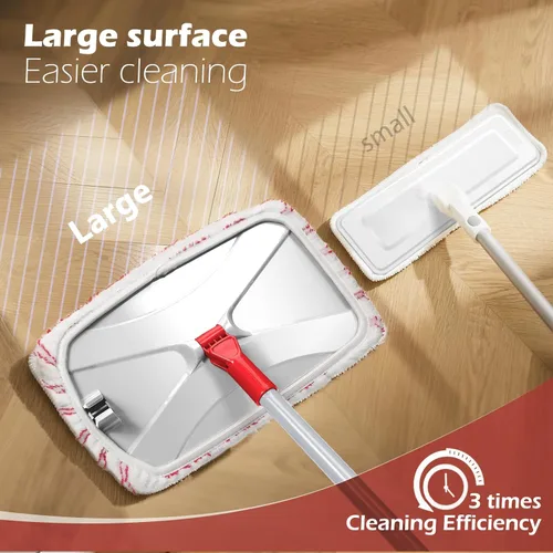 Miniatura 2 de Masthome Trapeador de microfibra extra grande para limpieza de pisos, trapeador plano de 16 pulgadas con 5 almohadillas para uso húmedo y seco, Rojo