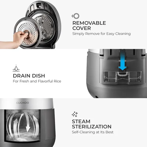 Miniatura 9 de CUCKOO Olla arrocera a presión doble de 6 tazas sin cocer / 12 tazas cocidas con olla interior antiadherente, versátil arrocera y calentador con 16