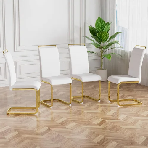 Miniatura 19 de Baysitone Juego de 2 sillas de comedor modernas, de piel sintética sintética, con respaldo alto, tapizadas, con diseño de respaldo a rayas Negro