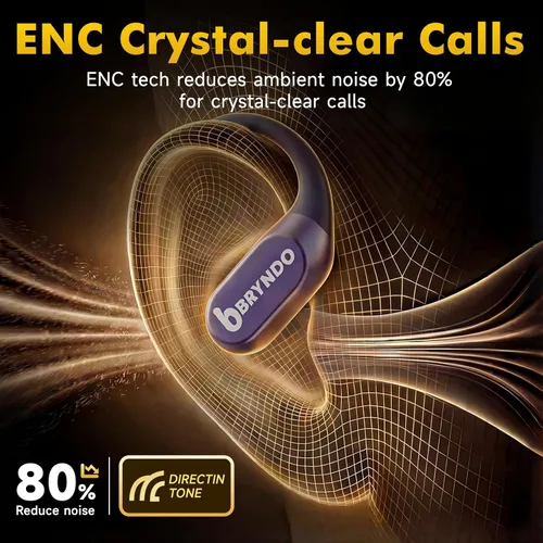 Miniatura 4 de BRYNDO - Auriculares inalámbricos Bluetooth 5.4 con conversación clara, elegante funda giratoria con cordón, carga tipo C, ajuste cómodo, T-10 Gris