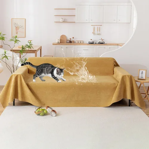 Miniatura 17 de VClife Funda de sofá bohemia para perro, funda de tela de algodón de felpilla lavable para sofás y sofá, protector de muebles de mascotas con borla
