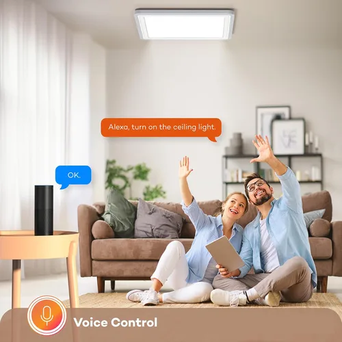 Miniatura 3 de Annaror Lámpara de techo LED inteligente WiFi, lámpara de montaje empotrado RGB de 13 pulgadas con control remoto, compatible con Alexa Google Home