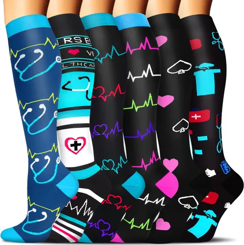 Miniatura 8 de Sooverki - Calcetines de compresión de cobre para circulación, para mujeres y hombres, 6 pares, para correr, atletismo, medicina, enfermería, viajes