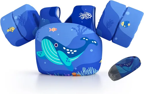 Chaleco de natación para niños pequeños, apto para niños de 28 a 70 libras, flotadores para niños y niñas, ayuda a la natación, entrenamiento, traje