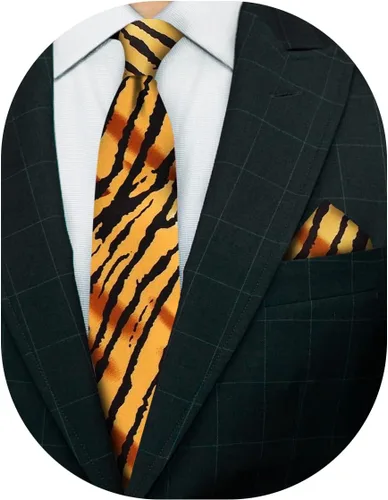 Juego de corbata Kente con estampado africano y animal y pañuelo de bolsillo a juego