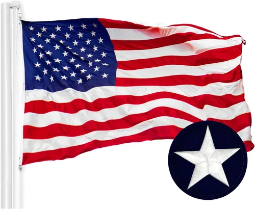 Miniatura 9 de G128 Bandera de Estados Unidos 6 x 10 pies, serie ToughWeave bordada de poliéster 300D, bandera de país, estrellas bordadas, rayas cosidas, US Flag