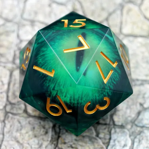 Miniatura 13 de Sharp Edge Eyeball D20 - Dados grandes individuales de 1.76 pulgadas con estuche de regalo, dados de ojo móvil de dragón para Calabozos y Dragones